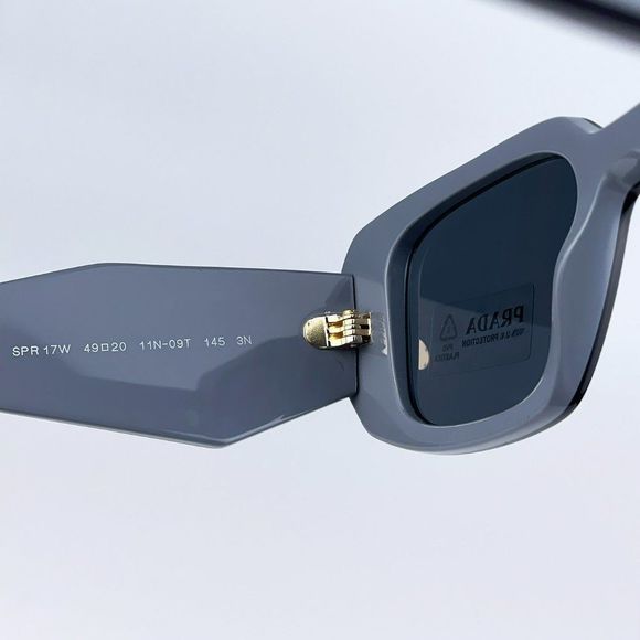 Prada PR17WS 11N09T Sunglasses Marble Gray Graphite Black Rectangle Unisex - Picture 11 of 14